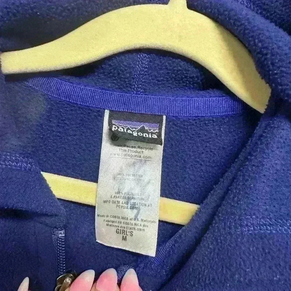 Patagonia Blue Zip-Up Girls Fleece Hoodie Size Medium - Picture 4 of 4